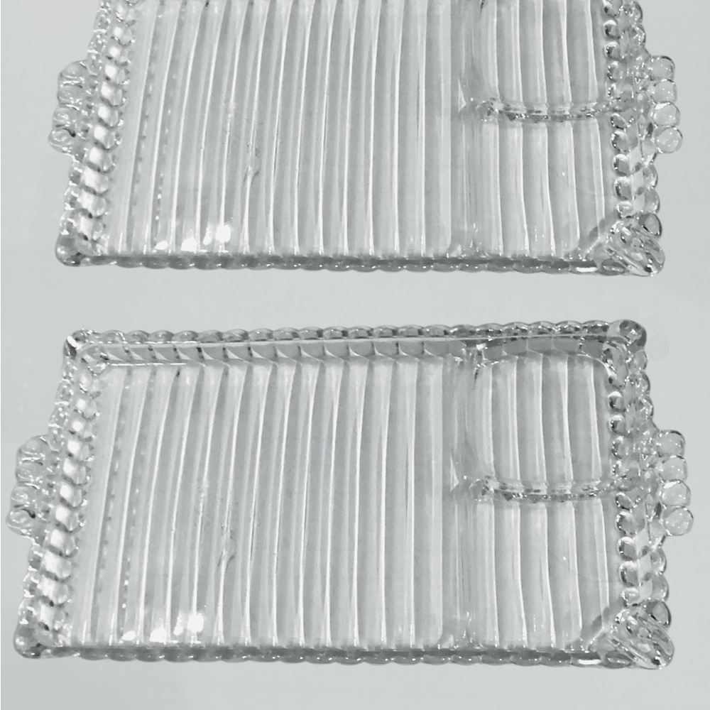 Vintage Hazel-Atlas “Orchard / Ball and Rib” Glass Snack Trays – Set of 2 - Picture 3 of 4